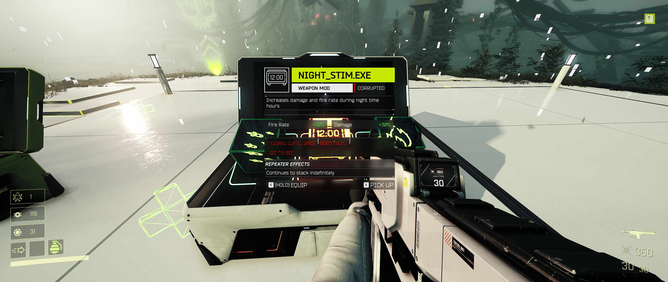 a bizarre weapon modifier that was only active between midnight and 6am